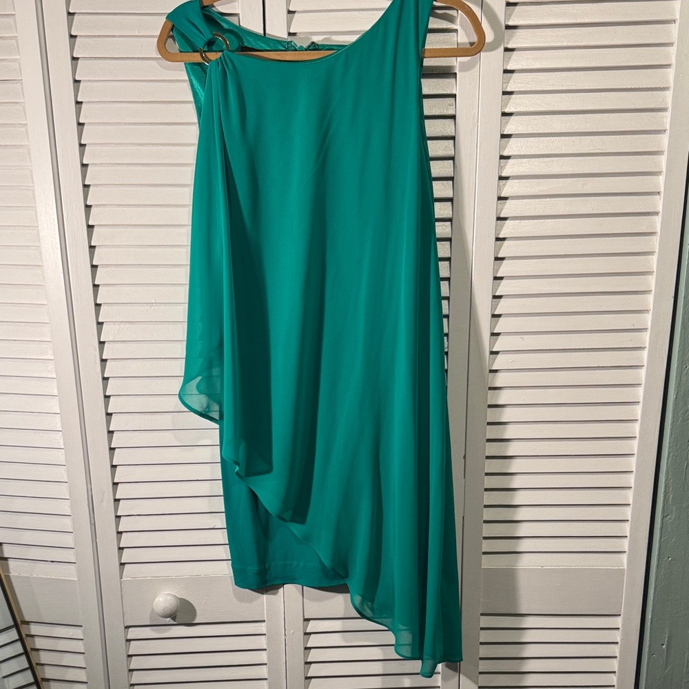 bebe Asymmetrical Teal Dress